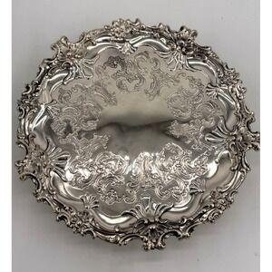 Old Sheffield Silverplate Salver by Corbell & Co Round Tray Silver Over Copper
